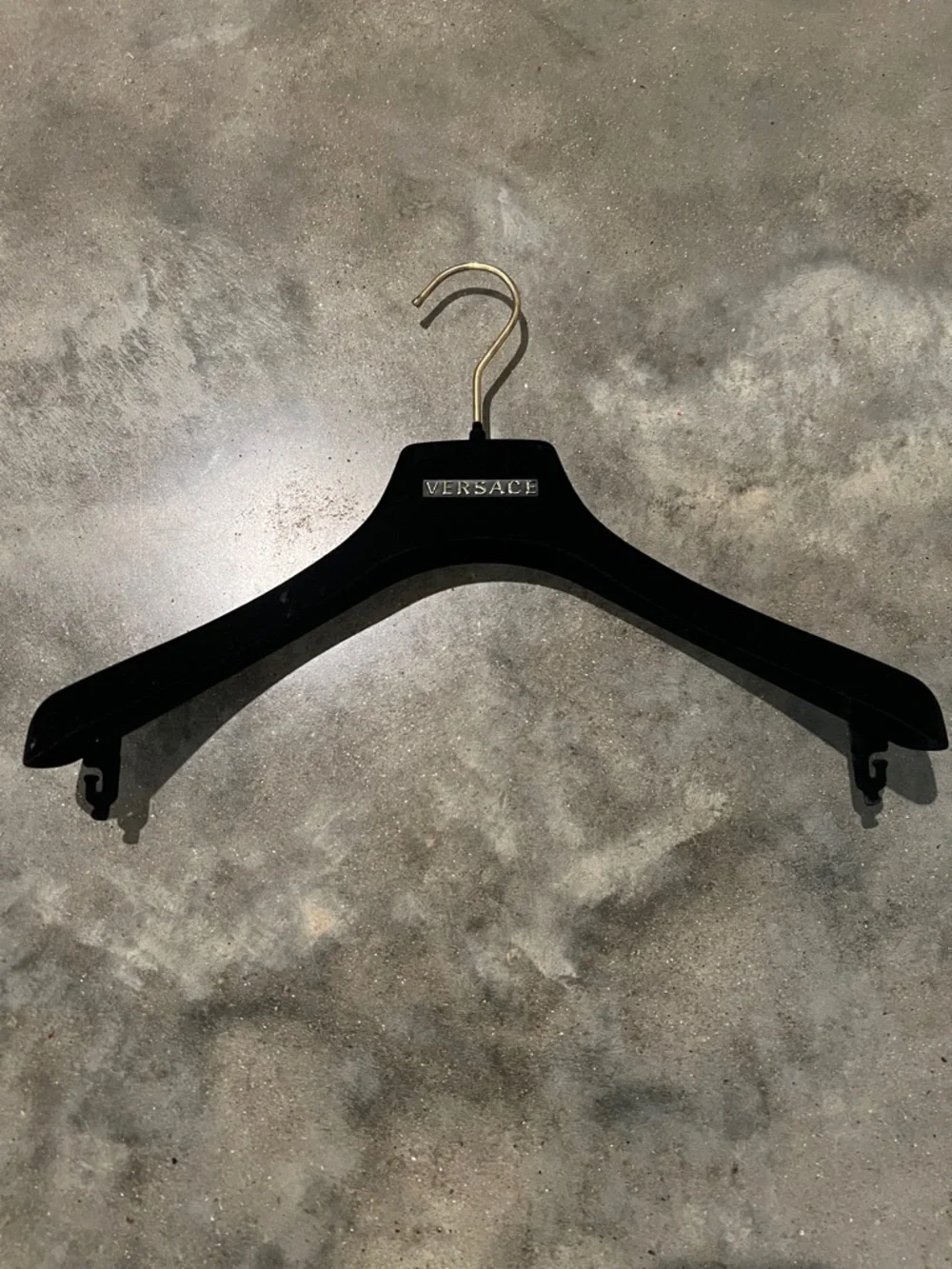 Authentic Versace Black Velvet Hanger with Gold-Tone Hook and Logo